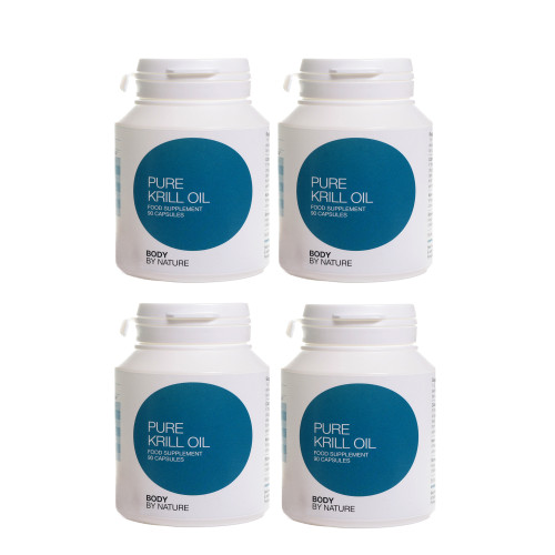 Pure Krill Oil (90) (4 Pack) - Astaxanthin, Phospholipids & Vitamin A